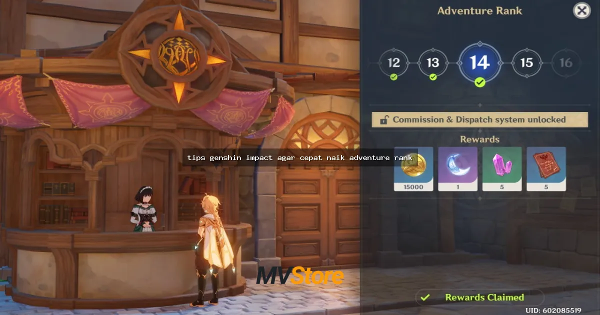 tips genshin impact agar cepat naik adventure rank
