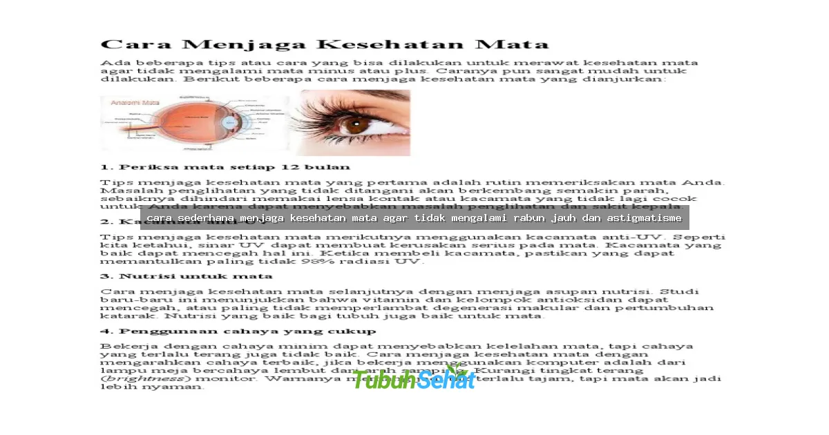 cara sederhana menjaga kesehatan mata agar tidak mengalami rabun jauh dan astigmatisme
