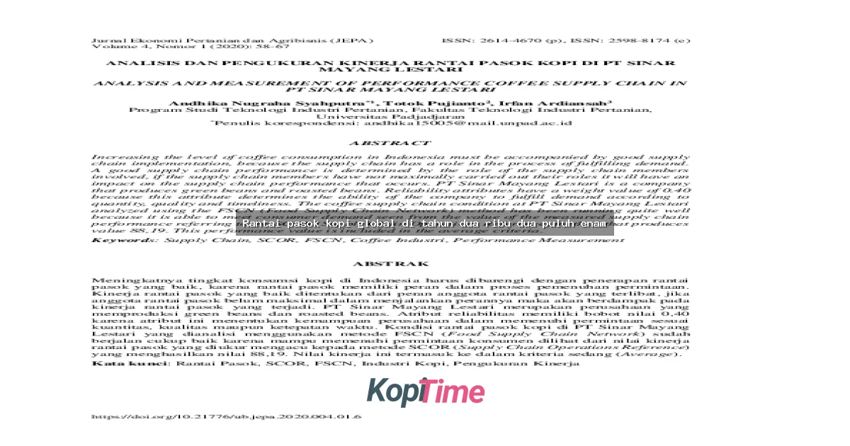 Rantai pasok kopi global di tahun dua ribu dua puluh enam