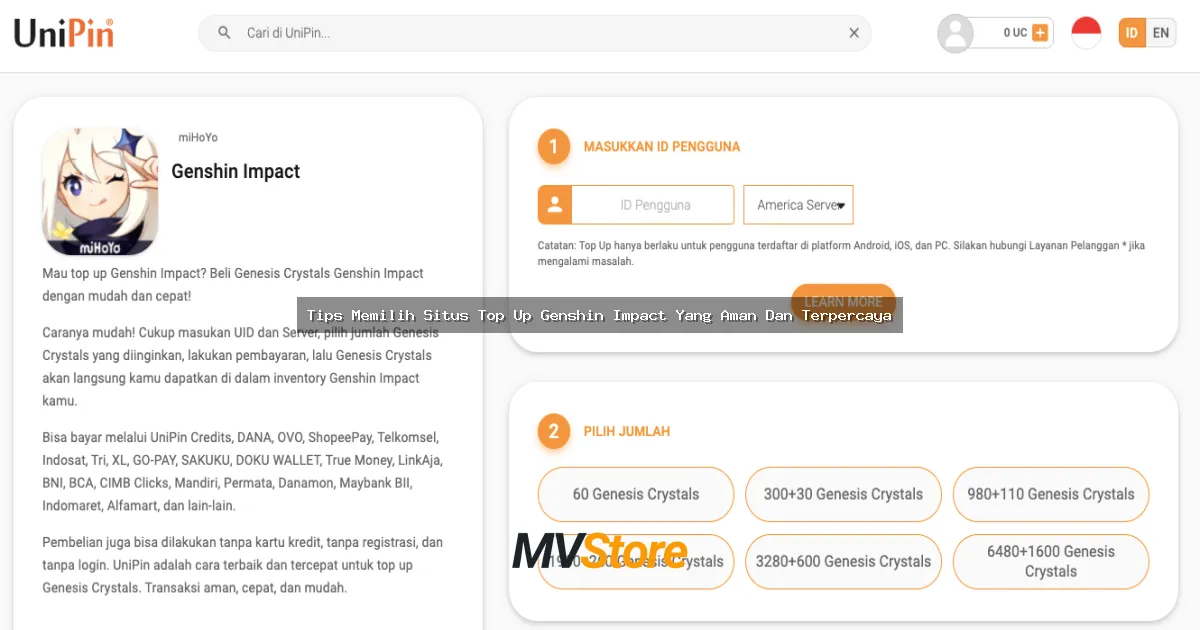 Tips Memilih Situs Top Up Genshin Impact Yang Aman Dan Terpercaya