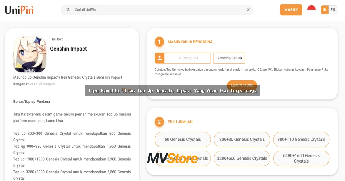 Tips Memilih Situs Top Up Genshin Impact Yang Aman Dan Terpercaya