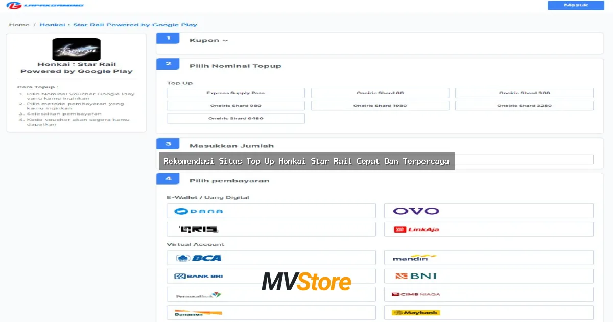 Rekomendasi Situs Top Up Honkai Star Rail Cepat Dan Terpercaya 2024