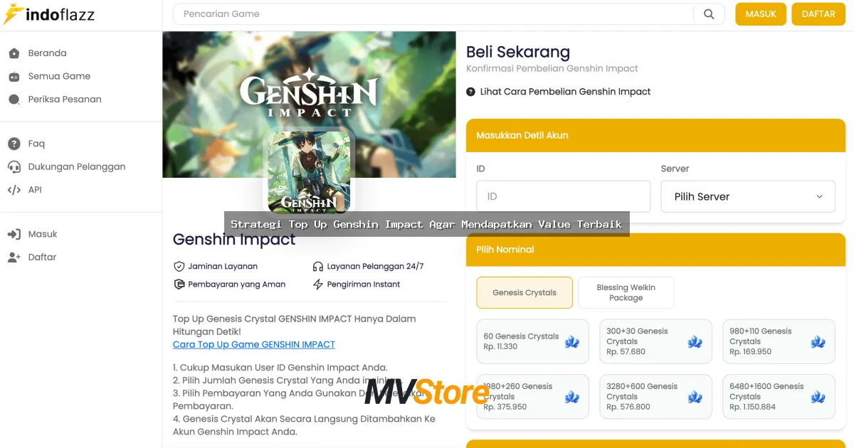 Strategi Top Up Genshin Impact Agar Mendapatkan Value Terbaik