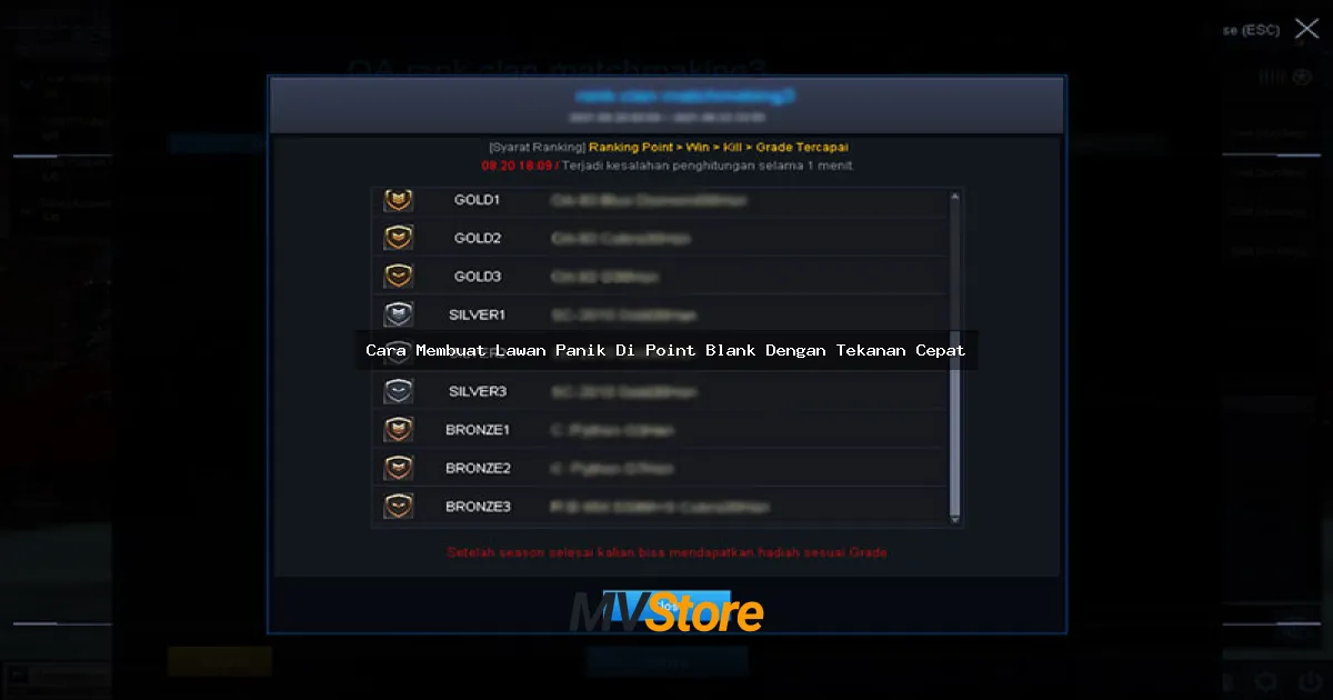 Cara Membuat Lawan Panik Di Point Blank Dengan Tekanan Cepat