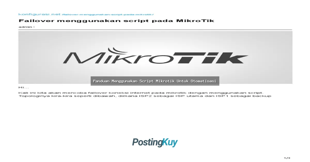 Panduan Menggunakan Script Mikrotik Untuk Otomatisasi