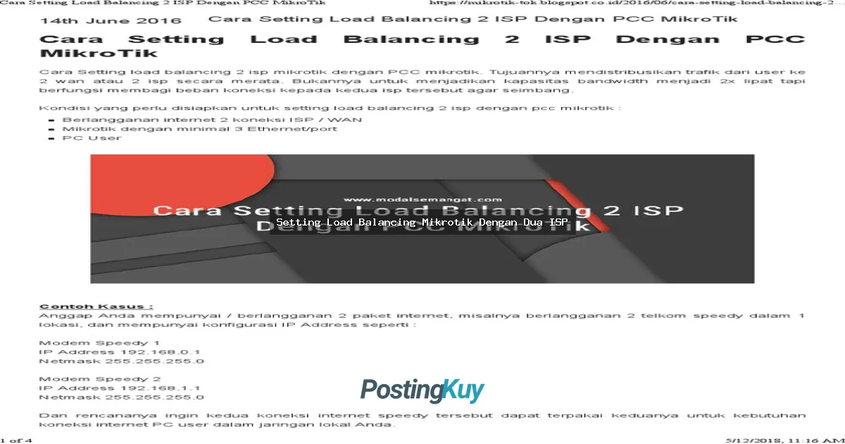 Setting Load Balancing Mikrotik Dengan Dua ISP: Panduan Lengkap