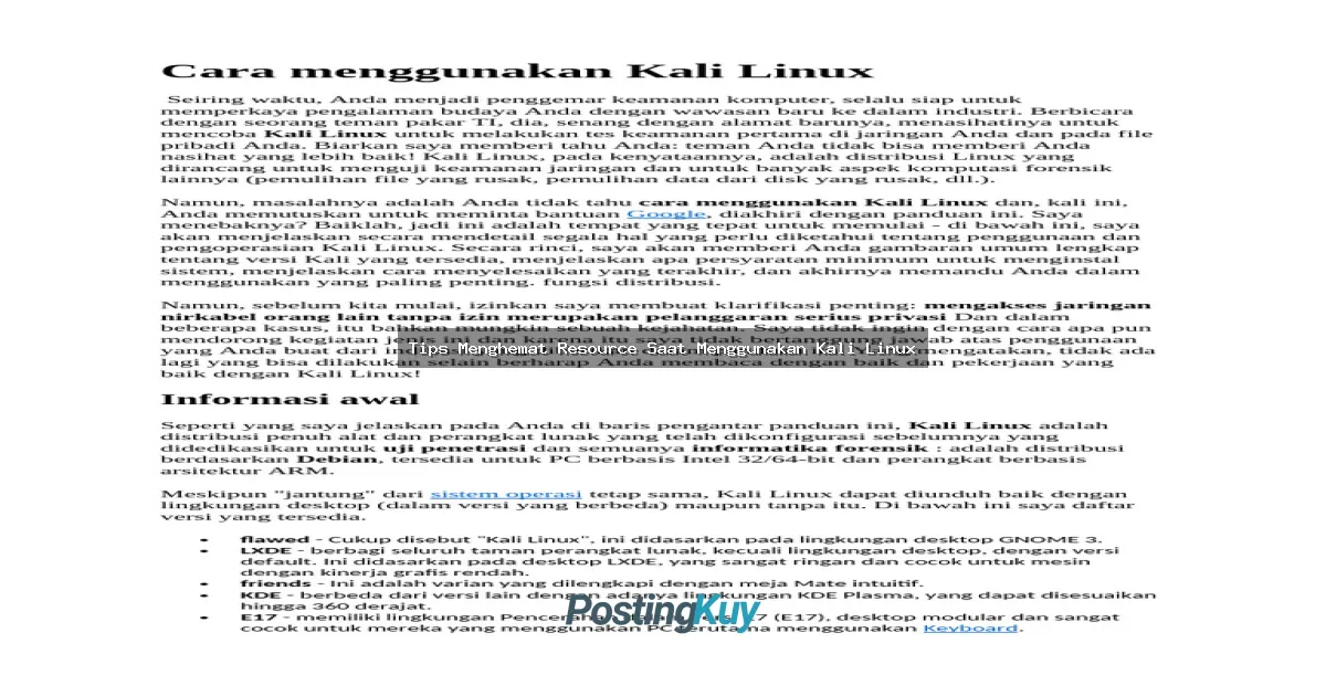 Tips Menghemat Resource Saat Menggunakan Kali Linux: Bikin Laptop Nggak Lagi Lemot!