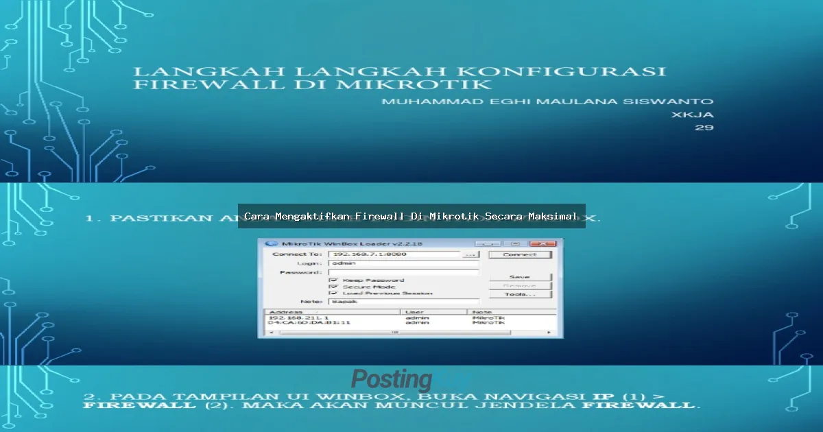 Cara Mengaktifkan Firewall Di Mikrotik Secara Maksimal