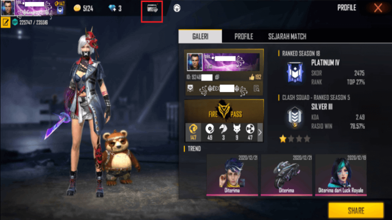 Bedanya membership mingguan dan bulanan Free Fire