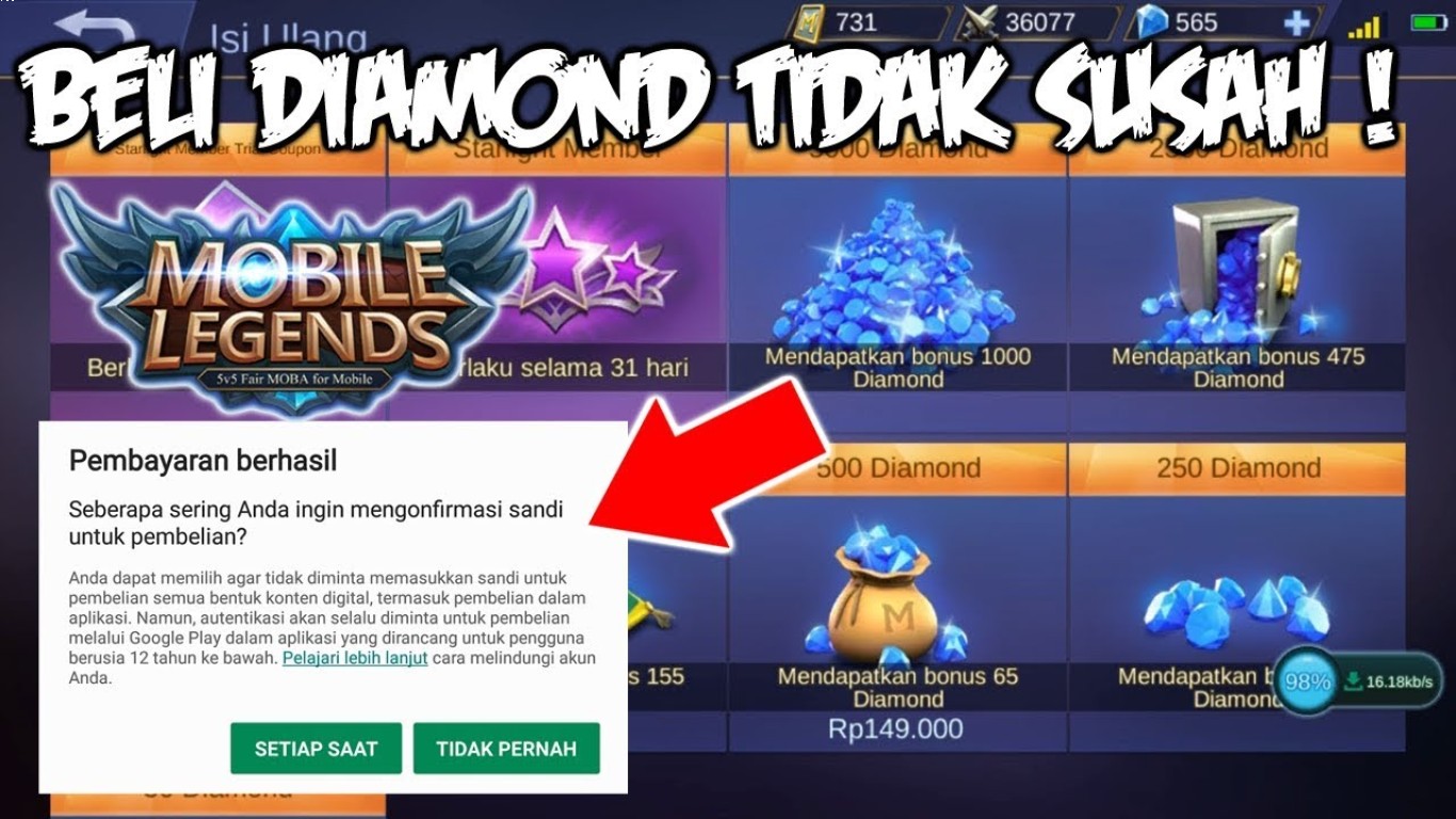 Tips top up Diamond Mobile Legends dengan metode pembayaran digital
