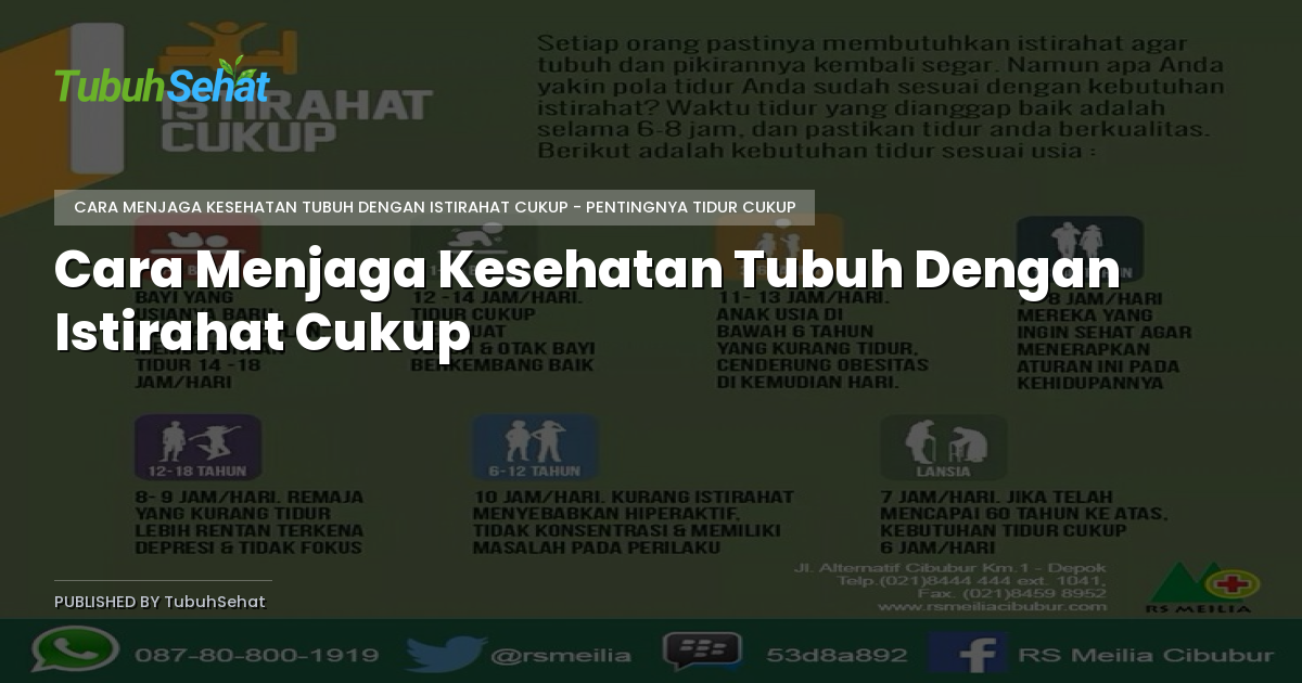 Cara Menjaga Kesehatan Tubuh Dengan Istirahat Cukup