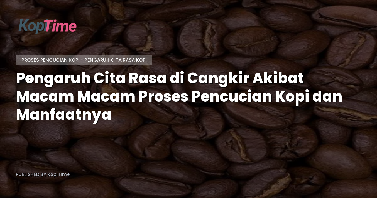 Pengaruh Cita Rasa di Cangkir Akibat Macam Macam Proses Pencucian Kopi dan Manfaatnya