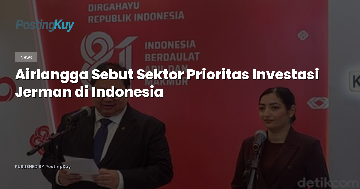Airlangga Sebut Sektor Prioritas Investasi Jerman di Indonesia