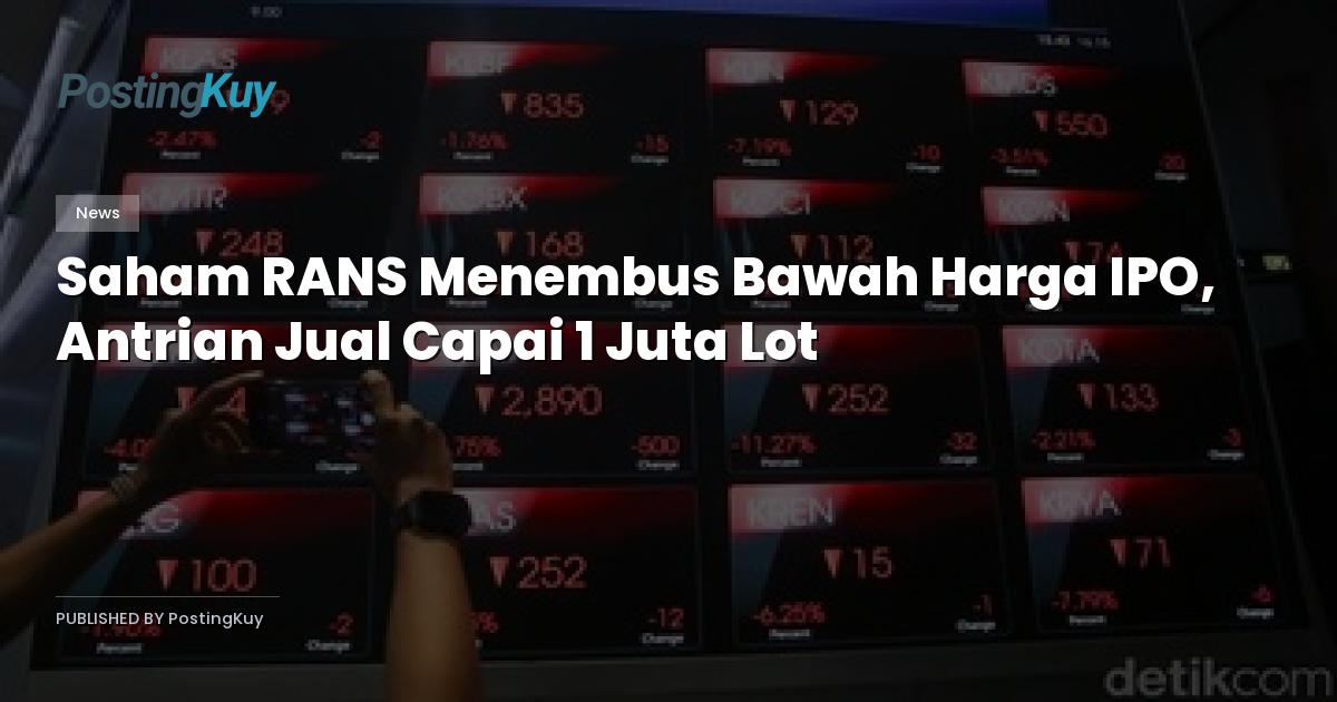 Saham RANS Menembus Bawah Harga IPO, Antrian Jual Capai 1 Juta Lot