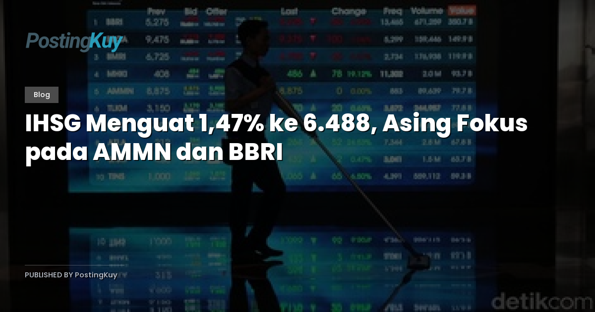 IHSG Menguat 1,47% ke 6.488, Asing Fokus pada AMMN dan BBRI