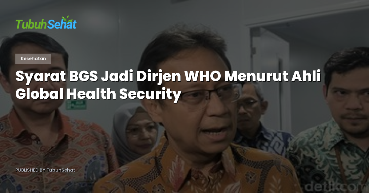 Syarat BGS Jadi Dirjen WHO Menurut Ahli Global Health Security