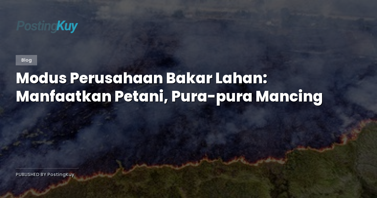 Modus Perusahaan Bakar Lahan: Manfaatkan Petani, Pura-pura Mancing
