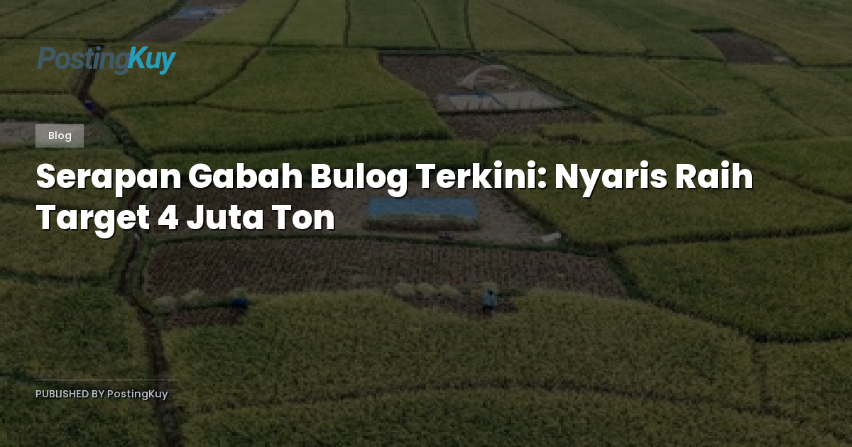 Serapan Gabah Bulog Terkini: Nyaris Raih Target 4 Juta Ton