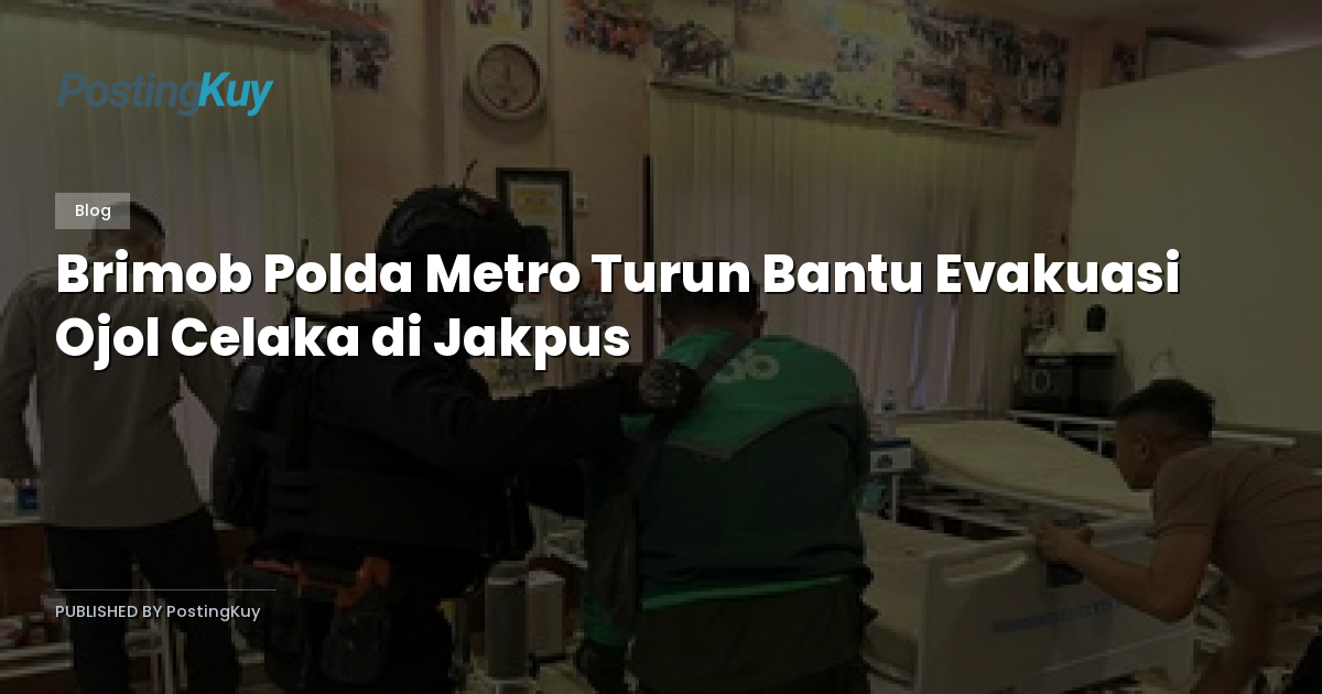 Brimob Polda Metro Turun Bantu Evakuasi Ojol Celaka di Jakpus