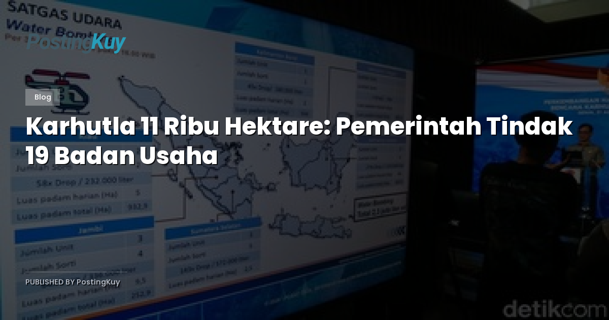 Karhutla 11 Ribu Hektare: Pemerintah Tindak 19 Badan Usaha