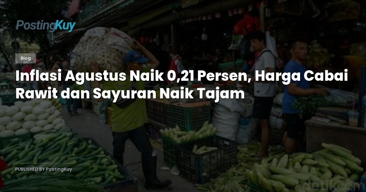 Inflasi Agustus Naik 0,21 Persen, Harga Cabai Rawit dan Sayuran Naik Tajam
