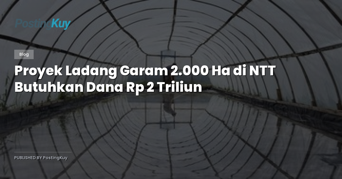 Proyek Ladang Garam 2.000 Ha di NTT Butuhkan Dana Rp 2 Triliun