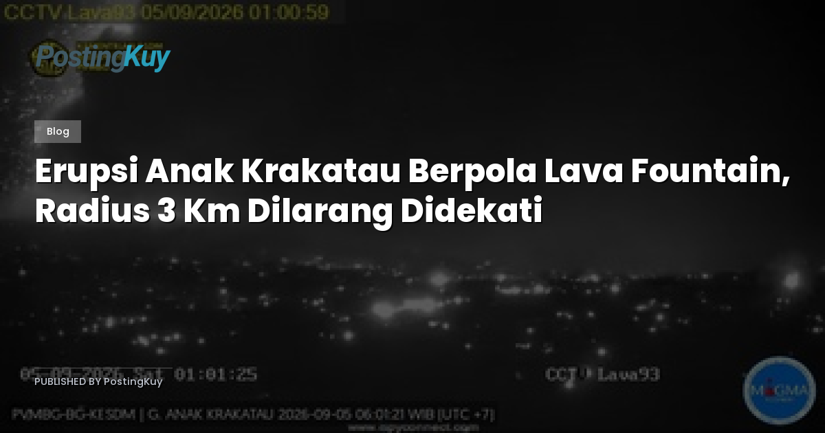 Erupsi Anak Krakatau Berpola Lava Fountain, Radius 3 Km Dilarang Didekati