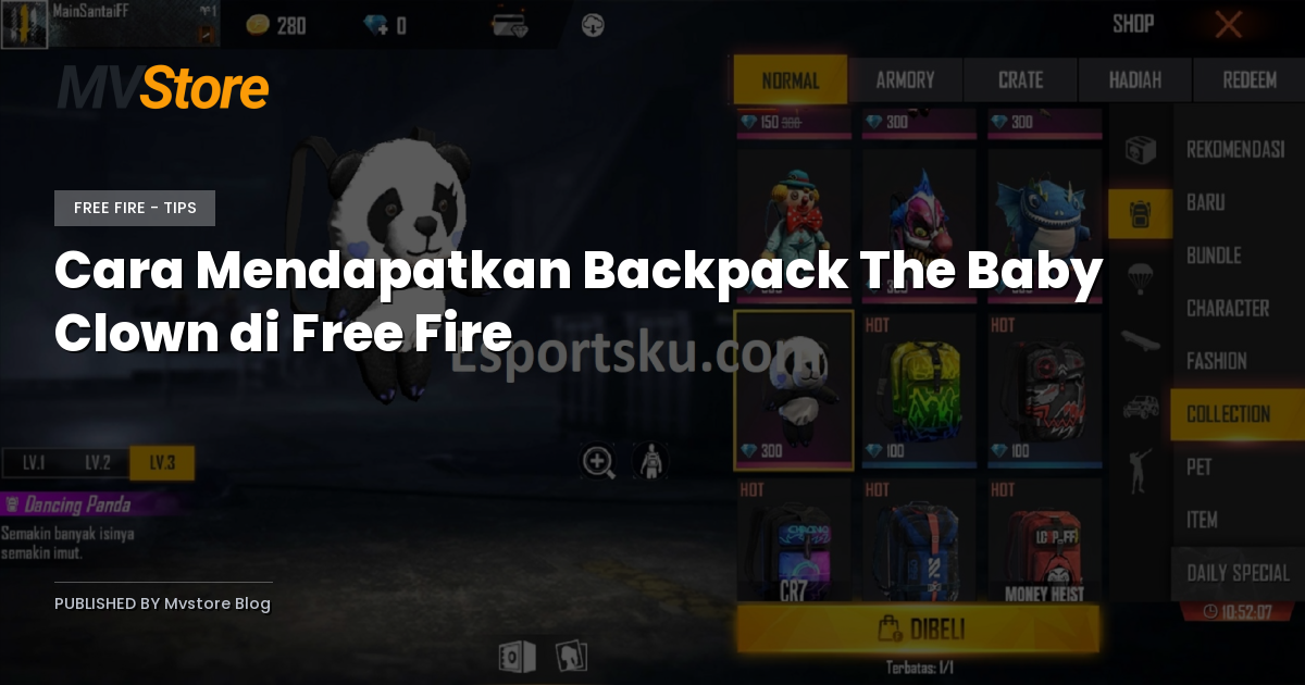 Cara Mendapatkan Backpack The Baby Clown di Free Fire