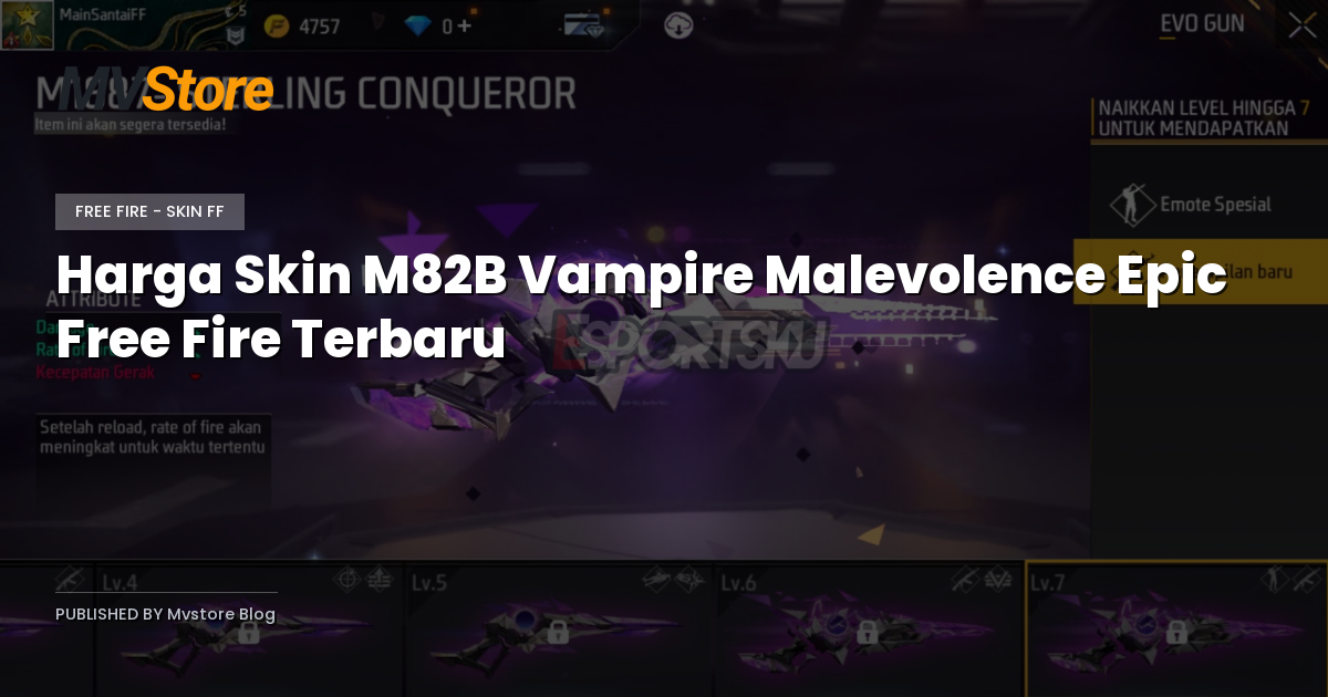 Harga Skin M82B Vampire Malevolence Epic Free Fire Terbaru