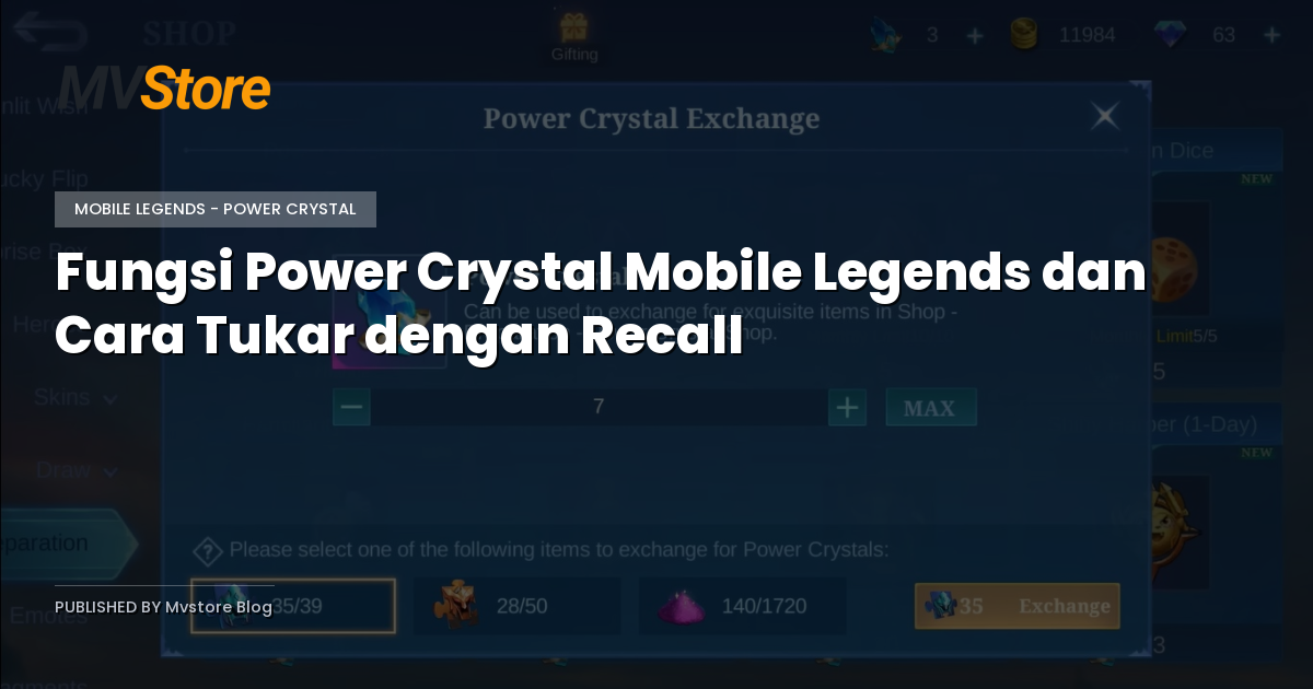 Fungsi Power Crystal Mobile Legends dan Cara Tukar dengan Recall