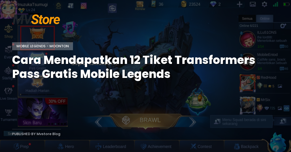 Cara Mendapatkan 12 Tiket Transformers Pass Gratis Mobile Legends