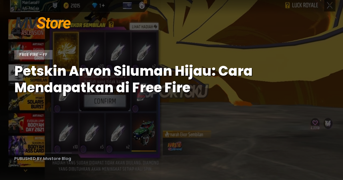 Petskin Arvon Siluman Hijau: Cara Mendapatkan di Free Fire