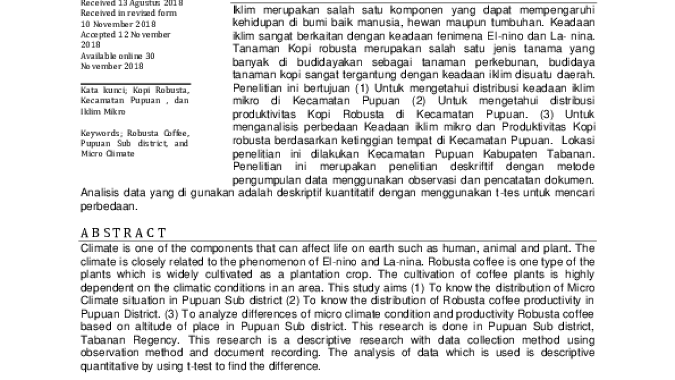 Pengaruh Iklim pada Kopi Robusta di Wilayah Tropis